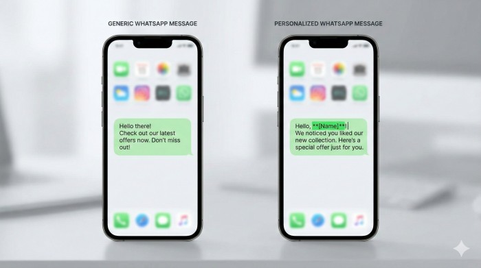 generic WhatsApp message versus personalized WhatsApp message