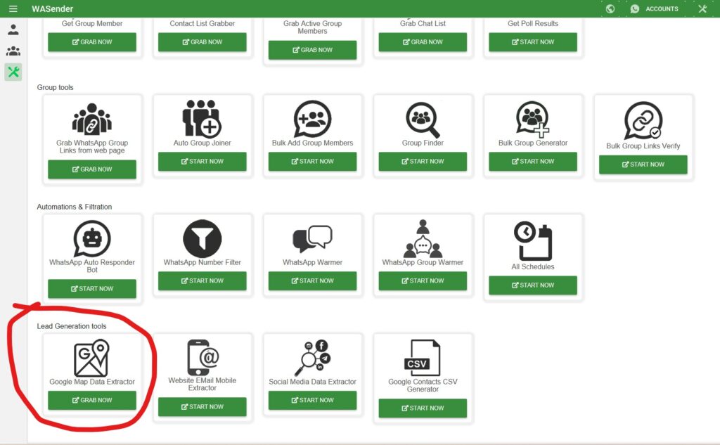 Open Google Map Data Extractor Inside Wa Sender