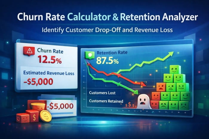 Churn Rate Calculator & Retention Analyzer Identify Customer Drop-Off and Revenue Loss Before It’s Too Late